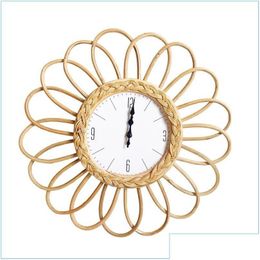 Wall Clocks Rattan Handwoven Frame Clock Diy Simple Design Hanging Watch For Home Bedroom Living Room Dormitory Decorati Drop Delive Dhkp5