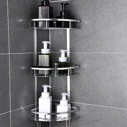 Bathroom Shelves Space Aluminium Bathroom Shelf No Punching Shower Caddy Sheves Kitchen Storage Basket Adhesive Suction Corner Shelves Shower 230422