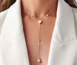 Pendants S925 Sterling Silver Moonstone Lariat Necklace - Besotted