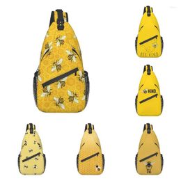 Backpack Casual Honeybees Honeycomb Bee Apiary Pattern Sling Crossbody Men Insect Shoulder Chest Bags For Camping Biking