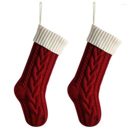 Christmas Decorations Stocking Set With Diy Tag Knitted Xmas Stockings Faux Leather Patch Festive Fireplace For Kids