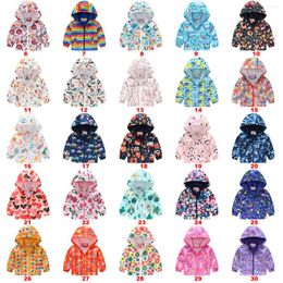 Jackets Cute Cartoon Baby Windcoat Thin Kids Printed Zipper Coat Boy Girls Hooded Outwear Toddler Long Sleeved