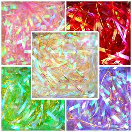 Party Decoration Raffia Remplisage Flash Iris Shredded Paper Colourful Paper Scraps Gold Thread Foil Raffia DIY Cosmetic Gift Box Fruit Basket Filler 231122