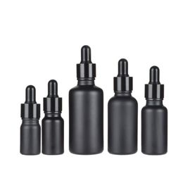 Matte Black Glass Essential Oil Bottles Eye Dropper Bottle with Shiny Anodized Aluminium Cap 5ml 10ml 15ml 30ml 50ml 100ml Crjwq