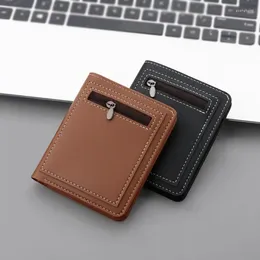 Wallets Business Men Wallet Black/brown Short Male Purse PU Leather Card Holder Case 2023 Man Money Bag Zipper Coin