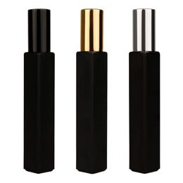 10ml Matte Black Glass Spray Perfume Bottles Square Bottle Portable Refillable Cosmetic Dispenser Containers Ssqwh