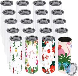 US/ CA Stocked 20oz Sublimation Tumblers Straight Blank Double Wall Insulated Mugs with Individually Boxes For Heat Transfer printing 1117