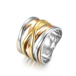 Band Rings Fashion Stainless Steel Titanium Ring Smooth 18K Gold Plated Finger For Women Jewellery Drop Delivery Dhlce