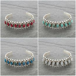 Bangle Vintage Turquoises Jewelry Stone Bracelets Elegant Open Adjustable Cuff Bangles For Women Men Party Gifts