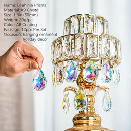 Garden Decorations H D 12 Pcs Colourful Crystal K9 Glass Prism Suncatcher for Window Rainbow Maker Chandelier Prisms Outdoor Decoration 50mm 230422