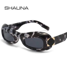 Sunglasses SHAUNA Vintage Cat Eye Women Sunglasses Fashion Brand Designer Gradient Shades UV400 Men Oval Champagne Sun Glasses J230422