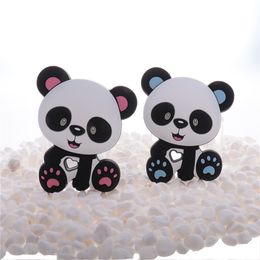 Baby Teethers Toys 10pc Panda Silicone Baby Teether BPA Free born Teething Necklace Pacifier Chain Accessories Rodent Food Grade Pendant Toy DIY 230422