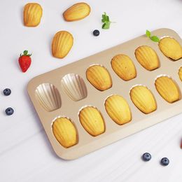 Baking Moulds Seashell Shape Cake Baking Tray 12 Even Madeleine Cake Cookie Mould Chocolate Non-stick Baking Tray Mini Pan Kitchen Accessories 230421