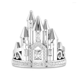 Cluster Rings Wholesale Fashion Personality Jewelry Castle Theme Zirconia Ring For Women Luxury Namour Charm Birthday Gift All Seasons