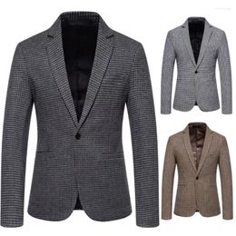 Men's Suits 2023 Autumn/Winter Suit Business Casual Checker Printed Woolen Coat
