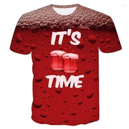 Men's T Shirts 2023 Summer O-neckT-shirt Short Beer Time 3D Printed For Drinking O-neck T-shirt Trendy Short-sleeved MensT-shirt