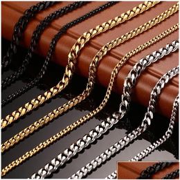 Chains Chains Fashion Stainless Steel Necklace Jewellery Men Women Necklaces 18K Gold Titanium Cuban Link Man Luxury Drop Delivery Penda Dhl2Q