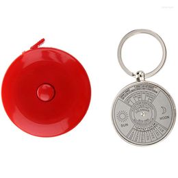 Retractable Dressmaker's Tape Measures 60 Inch -150Cm Assorted Colours & Keychain Key Ring Metal Perpetual Calendar
