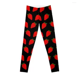 Active Pants Strawberry Black Leggings Gym Womens Sporty Woman Women's Legging