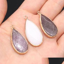 Charms Charms Natural Stone Pendant Faceted Water Drop Shape Charm For Jewelry Making Diy Bracelet Earrings Necklace Accessories Size Dhaqv