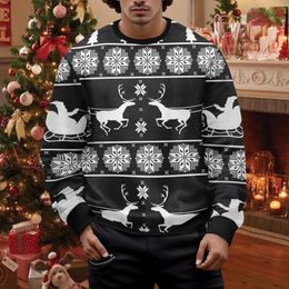 Men's Hoodies Big & Tall Sweatshirts Male Christmas Funny Design Long Sleeve Sweatshirt With Partial Print Hoodless Large Winter Clothes