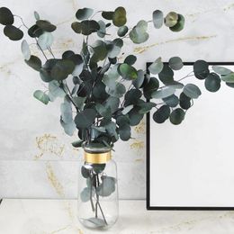 Decorative Flowers 80g High Quality Natural Silver Eucalyptus Leaves Artificial Branches Green Plants For Garden Family Wedding Decor