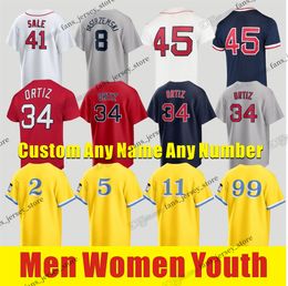 S-6xl 2023 David Ortiz Baseball Jersey Rafael Devers Xander Bogaerts Chris Sale Alex Verdugo Christian Arroyo Brayan Bello Richard