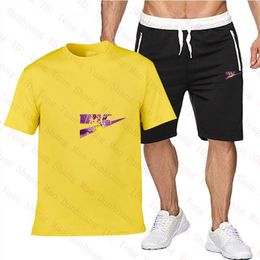 Summer Designer Tracksuit Men Brand LOGO T-shirt And Shorts Set Jogging Fitness Sportswear 2 Piece Suit Cotton Blend O Neck Short Sleeve Tees Male Track suit