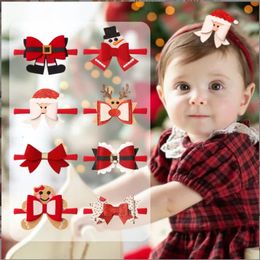 Hair Clips Barrettes 24pc/lot Christmas Headband Red Colour Glitter Hair Bows Nylon Headband for Girls born Baby Hair Clips Xmas Headwear 231121