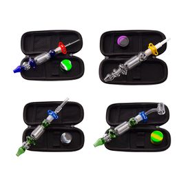 Headshop214 CSYC NC011 Glass Water Bong Calabash Style Dab Rig Smoking Pipe Bag Set 10mm 14mm Quartz Ceramic Nail Clip Dabber Tool Colourful In-Line Perc Bubble Pipes