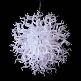 Hand Blown Glass Chandelier Lamps Dia32 40 Inches White Color Pendant Lights CE UL Certificate Crystal Chandeliers for Duplex Buil279A
