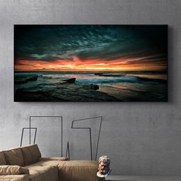 Sea Sunset Poster Landscape Prints Canvas Painting Wall Art Pictures For Living Room Canvas Indoor Decoration Decorative Cuadros294c
