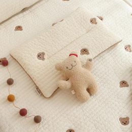 Pillows born Baby Pillow Summer Mesh Cotton Breathable Sweat-absorbing Pillow For Baby Room Decoration Cute Bear Pattern Embroidery 230422