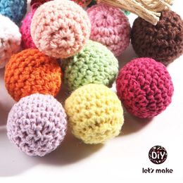 Baby Teethers Toys Let's Make 50pc/lot Crochet Round Wooden Beads Crochet Wooden Teether 20mm Decoration Wooden Teething Crochet Beads Baby Teether 230422