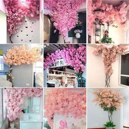 Decorative Flowers & Wreaths Artificial Cherry Blossom Branch Home Ceiling Rattan El Landscaping Background Wall Decoration Wedding DIY Arch