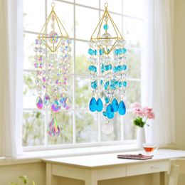 Garden Decorations Crystal Wind Chimes Metal Hanging Prisms Light r Catcher Ornament Window Curtain Jewellery Pendant Chandelier Decor Gifts 230422