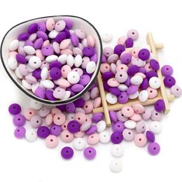 Baby Teethers Toys Joepada 300Pcs/lot 12mm Silicone Teething Beads Lentils Abacus Teethers Bead for DIY Baby Pacifier Chain Food Grade Baby Teether 230422