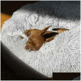 Kennels Pens Pet Aron Round Bed Pograp Washable Cat Small Doughnuts House Cotton Mats Sofa For Chihuahua Dog Basket Y200330 Drop Deliv Dhz9Q