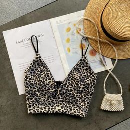 Womens Tanks Women Summer Sexy Zebra Leopard Print Camisole Vintage Korea Style v Neck Strap Crop Top Sweet Backless Sleeveless Tank Tops