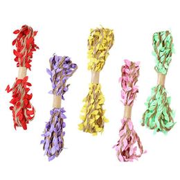 10M Christmas Halloween Party Decoration Artificial Leaf Natural Hessian Jute Twine Rope Burlap Ribbon Diy Craft Vintage For Home Drop Dhjzp