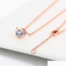 Pendant Necklaces Single Diamond Stone Pendants Necklace Designer Gold Plated Clavicle Chain Women Gift Jewellery Drop Delivery Dhvsm
