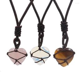 Pendant Necklaces Natural Rose Quartz Crystal Healing Stone Necklace Castle Heart Chakra Reiki For Girl Fashion Jewelry