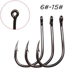 1000pcs lot 10 Sizes 6#-15# Black Ise Hook High Carbon Steel Barbed Fishing Hooks Fishhooks Asian Carp Pesca Tackle Accessories KL196T