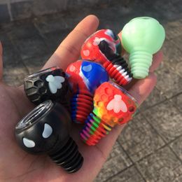 Colourful Wasp Pumpkin Silicone Smoking Glow In Dark Bubble 14MM 18MM Male Dual Joint Herb Tobacco Philtre Bowl Oil Rigs Waterpipe Bong DownStem Cigarette Holder DHL