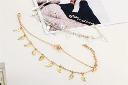 Women Gold Leaf Charm Anklets Real Photos Gold Chain Ankle Bracelet Fashion 18k Gold Ankle Bracelets Foot Jewelry GB1485 12 LL