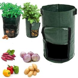 Planters & Pots 2pcs Plant Grow Bags Home Garden Potato Pot Greenhouse Vegetable Growing Moisturizing Vertical Bag Seedling262b