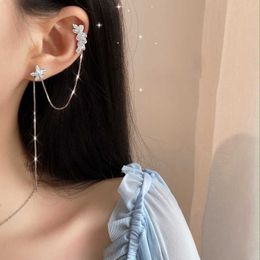 Charm 1PC 2022 New Fashion Gold Color Moon Star Clip Earrings For Women Simple Fake Cartilage Long Tassel Ear Cuff Jewelry AA230421