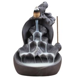 Smoke Backflow Ceramic Incense Burner Cone Stick Holder Censer Black Furnishing Articles Decoration Home Furnace Base232p