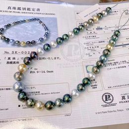 Wholesale Bulk Price 9-15Mm Pearl Strand Natural Black Seawater Saltwater Real Tahitian Loose Pearl Strand Necklace Men