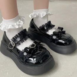 Dress Shoes Women Chunky Platform Mary Jane For Patent Leather Lace Ankle Strap Pumps Woman Autumn Lolita